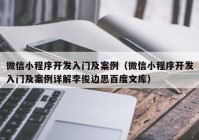 微信小程序開發(fā)入門及案例（微信小程序開發(fā)入門及案例詳解李俊邊思百度文庫(kù)）