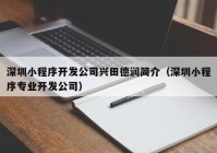 深圳小程序開發(fā)公司興田德潤簡介（深圳小程序專業(yè)開發(fā)公司）