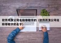 軟件開發(fā)公司名稱帶敏字的（軟件開發(fā)公司名稱帶敏字的名字）