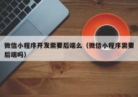 微信小程序開發(fā)需要后端么（微信小程序需要后端嗎）