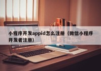 小程序開發(fā)appid怎么注冊(cè)（微信小程序開發(fā)者注冊(cè)）