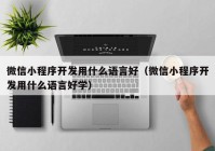 微信小程序開發(fā)用什么語言好（微信小程序開發(fā)用什么語言好學(xué)）