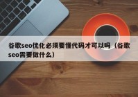 谷歌seo優(yōu)化必須要懂代碼才可以嗎（谷歌seo需要做什么）