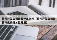 軟件開發(fā)公司需要什么條件（軟件開發(fā)公司需要什么條件才能開發(fā)）